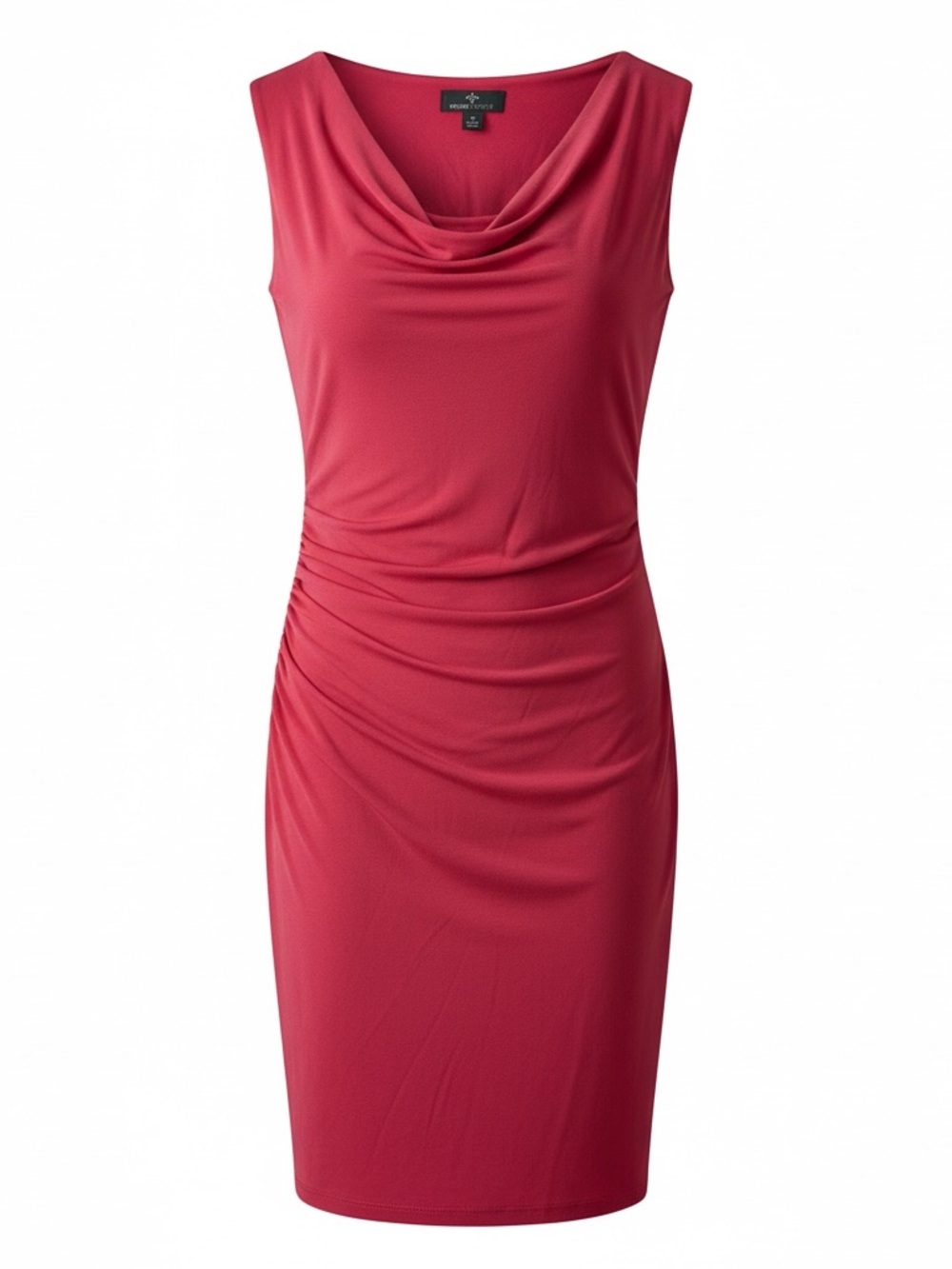 Ronni Nicole Orange Cowl Neck Ruched Sleeveless Midi Dress – Size 12